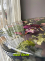 14-Inch Floral Resin Coffee Table with Real Dried Flowers & Sleek Black Footrest - Image 3