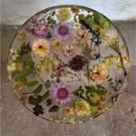 Hand-Poured Epoxy Resin Table with Natural Floral Inclusions