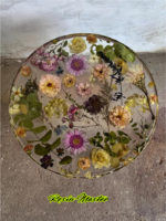 Hand-Poured Epoxy Resin Table with Natural Floral Inclusions