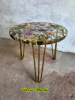 Hand-Poured Epoxy Resin Table with Natural Floral Inclusions - Image 2
