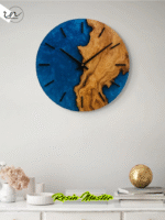 Handcrafted Wood & Blue Resin Wall Clock – Oceanic Drift Design - Image 3