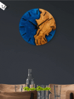 Handcrafted Wood & Blue Resin Wall Clock – Oceanic Drift Design - Image 2