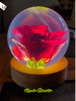 Red Rose Resin Accent Light with Wooden Stand | Handmade Resin Craft with Real Rose Inside - Home Décor Night Light, Beautiful Flower Gift - Image 2