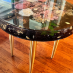 Large 18" Handmade Epoxy Resin Floral Side Table – Durable Heat & Alcohol-Resistant Top