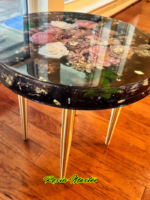 Large 18" Handmade Epoxy Resin Floral Side Table – Durable Heat & Alcohol-Resistant Top