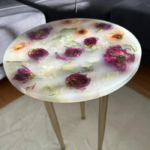 Epoxy Resin Coffee Table with Preserved Dry Flowers – Unique Home Decor