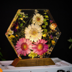 Custom Real Flower Resin Night Light – Personalized Dried Flower Lamp – Unique Epoxy Resin Gift for Her