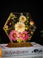 Custom Real Flower Resin Night Light – Personalized Dried Flower Lamp – Unique Epoxy Resin Gift for Her