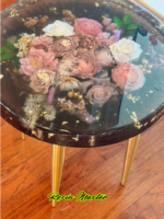 Large 18" Handmade Epoxy Resin Floral Side Table – Durable Heat & Alcohol-Resistant Top - Image 5