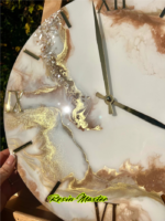Elegant Beige Marble Wall Clock – Unique Epoxy Resin Art, Modern Home Decor – Perfect 60th Birthday Gift for Women, Mother’s Day Present - Image 2