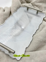Handmade Pearly White Resin Tray & Coaster Set – Elegant Serving & Cosmetic Tray - Image 2