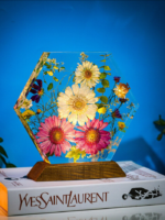 Custom Real Flower Resin Night Light – Personalized Dried Flower Lamp – Unique Epoxy Resin Gift for Her - Image 2