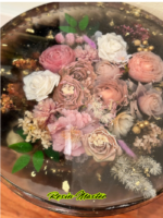 Large 18" Handmade Epoxy Resin Floral Side Table – Durable Heat & Alcohol-Resistant Top - Image 4