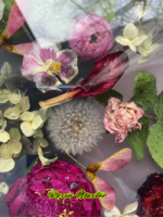 14-Inch Floral Resin Coffee Table with Real Dried Flowers & Sleek Black Footrest - Image 7