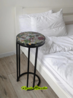 14-Inch Floral Resin Coffee Table with Real Dried Flowers & Sleek Black Footrest - Image 6
