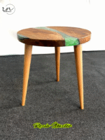 Handcrafted Epoxy Resin River Coffee Table – 20" Round Walnut Live Edge with Customizable Colors - Image 3