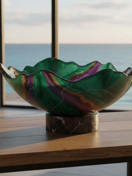 Large Resin Bowl - Wavy Bowl - Stunning elegant Resin Bowl - Decorative Dish-Luxury Decorative Resin bowl