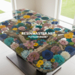 Handcrafted Flower Epoxy Resin Dining Table – Elegant & Unique Design