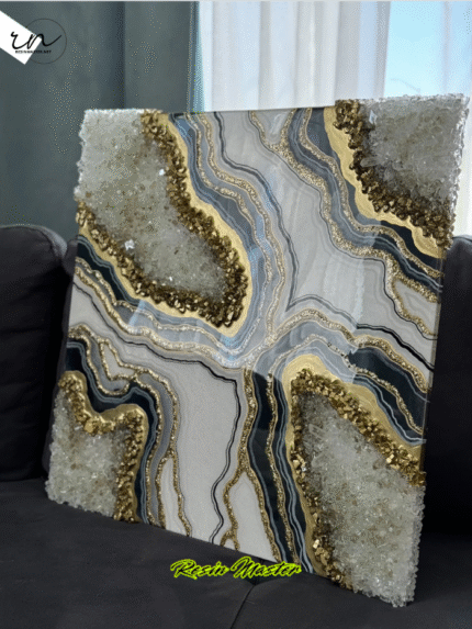 Handmade Geode Resin Wall Art – Crystal Epoxy Painting (24.5")