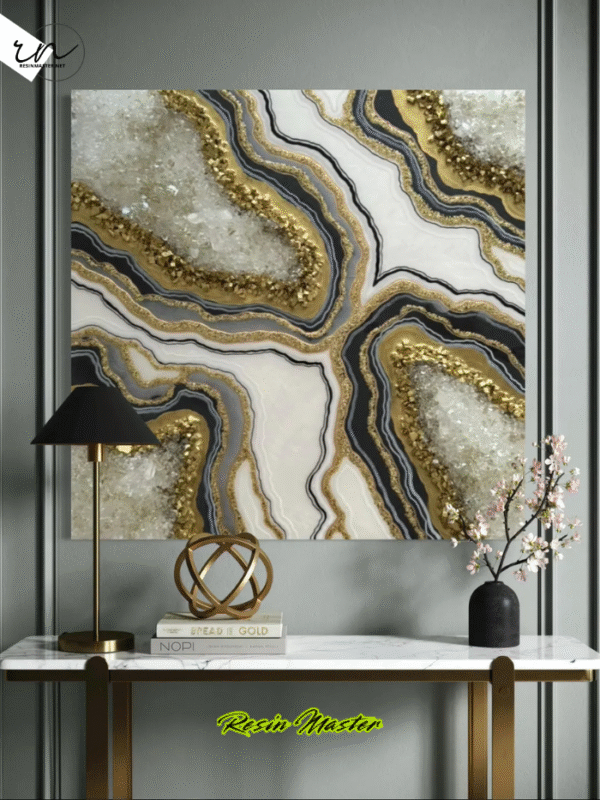 Handmade Geode Resin Wall Art – Crystal Epoxy Painting (24.5)