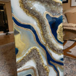 Luxury Peacock Blue Resin Art