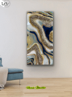 Luxury Peacock Blue Resin Art | Custom Geode & Crystal Painting | Modern Blue & Gold Wall Décor - Image 2