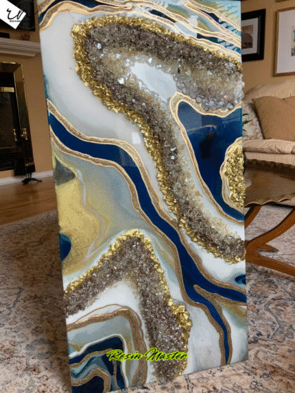 Luxury Peacock Blue Resin Art