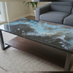 Ocean Current Epoxy Resin Coffee Table – Handcrafted Elegance on Durable Plywood Base